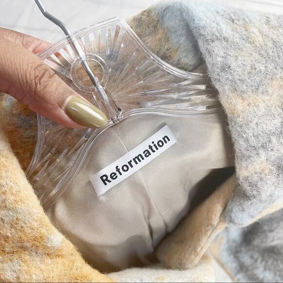 🆕 Reformation Women's Blue Lasker Coat Button Down Collar‎ Longsleeve Size XS - Picture 3 of 5